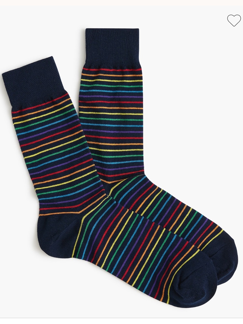 🌈 Rainbow multi-striped cotton blend pride dress calf socks navy One Size NWT 🌈
